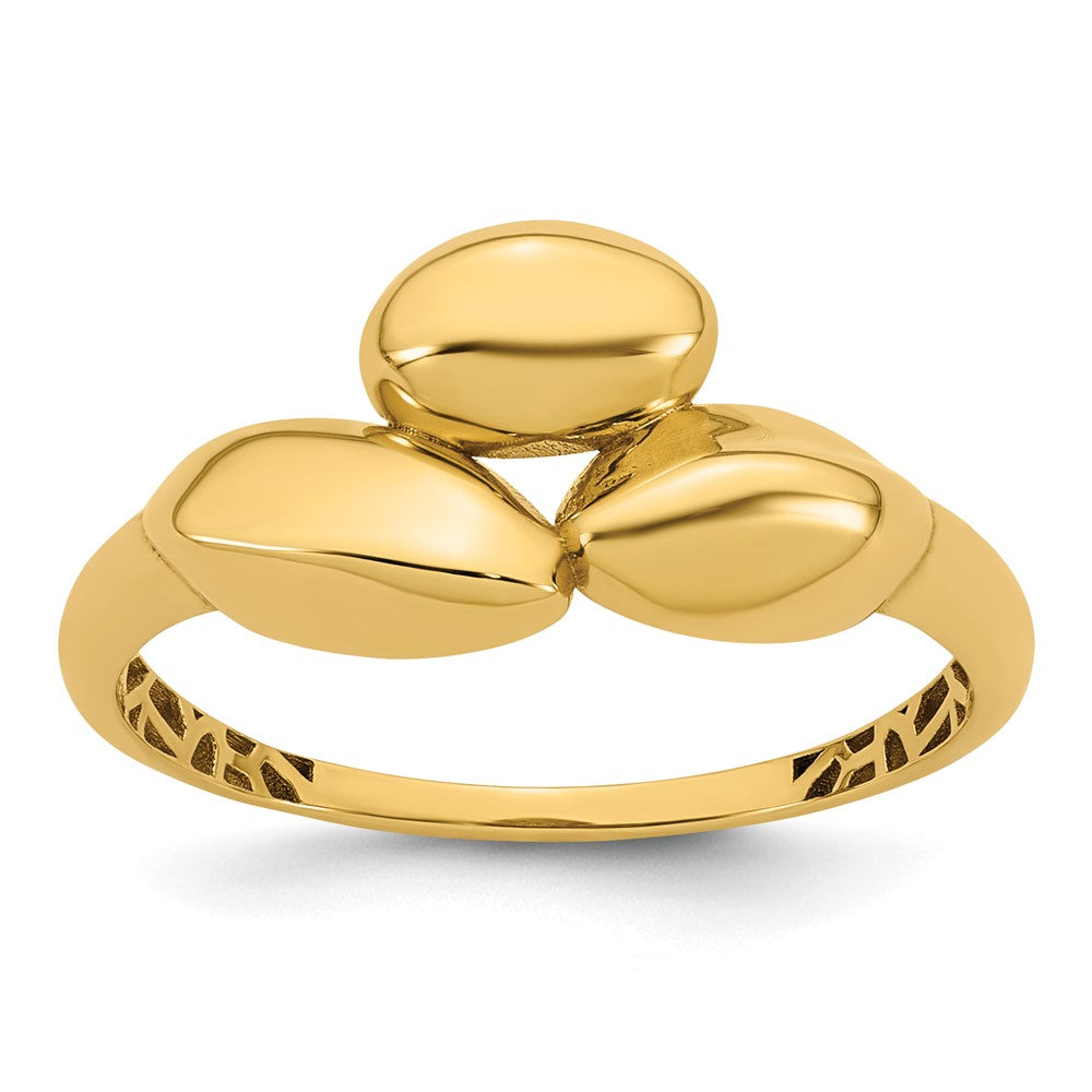 14K Yellow Gold Polished Trio Domed Ring