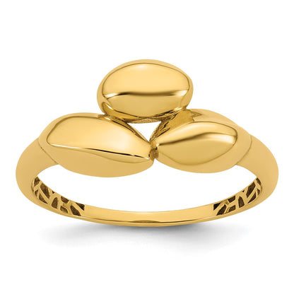 14K Yellow Gold Polished Trio Domed Ring