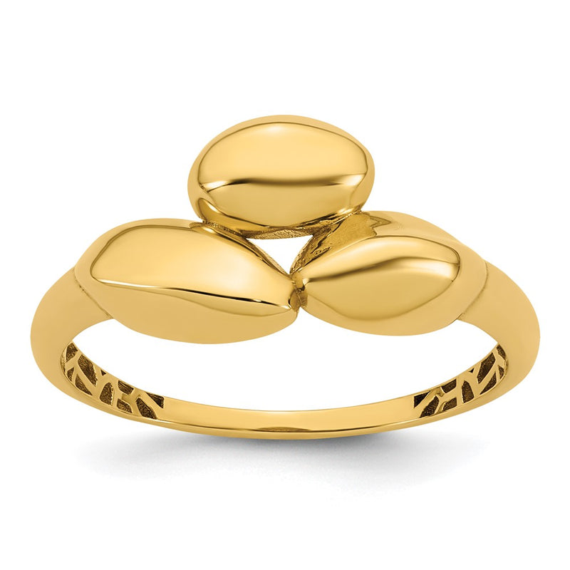 14K Yellow Gold Polished Trio Domed Ring