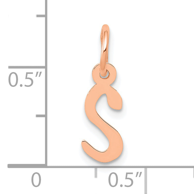 14K Rose Gold Slanted Block Initial S Charm