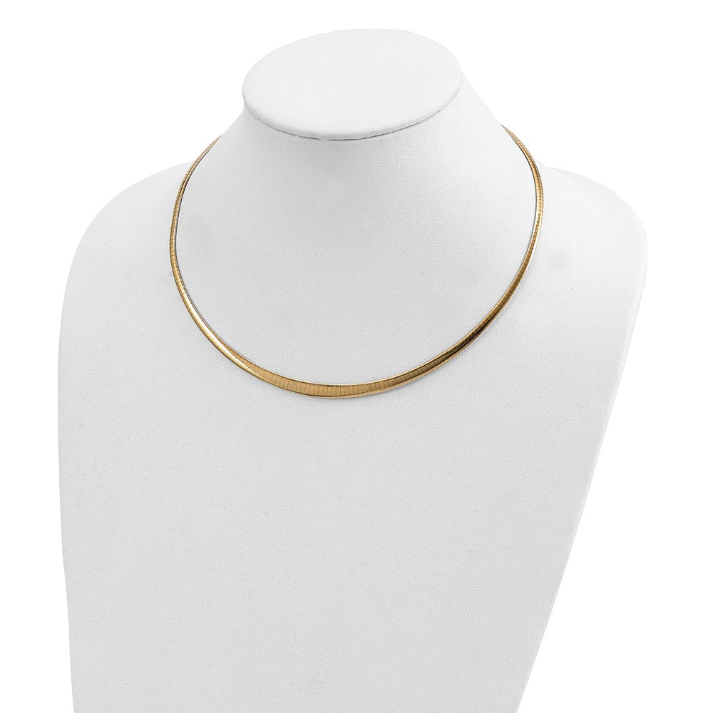 14K Yellow & Rhodium W/Rhodium 3/6mm Graduated Reversible Omega Necklace