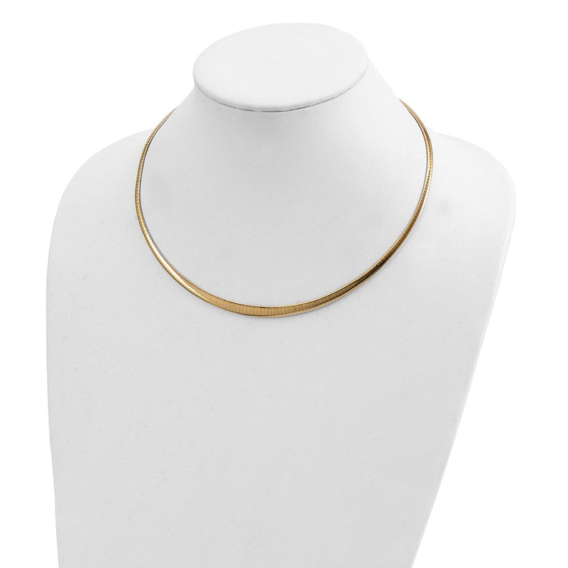 14K Yellow & Rhodium W/Rhodium 3/6mm Graduated Reversible Omega Necklace