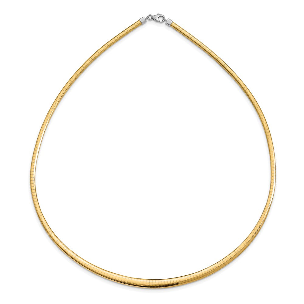 14K Yellow & Rhodium W/Rhodium 3/6mm Graduated Reversible Omega Necklace