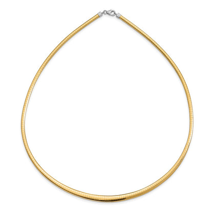 14K Yellow & Rhodium W/Rhodium 3/6mm Graduated Reversible Omega Necklace