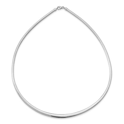 14K Yellow & Rhodium W/Rhodium 3/6mm Graduated Reversible Omega Necklace