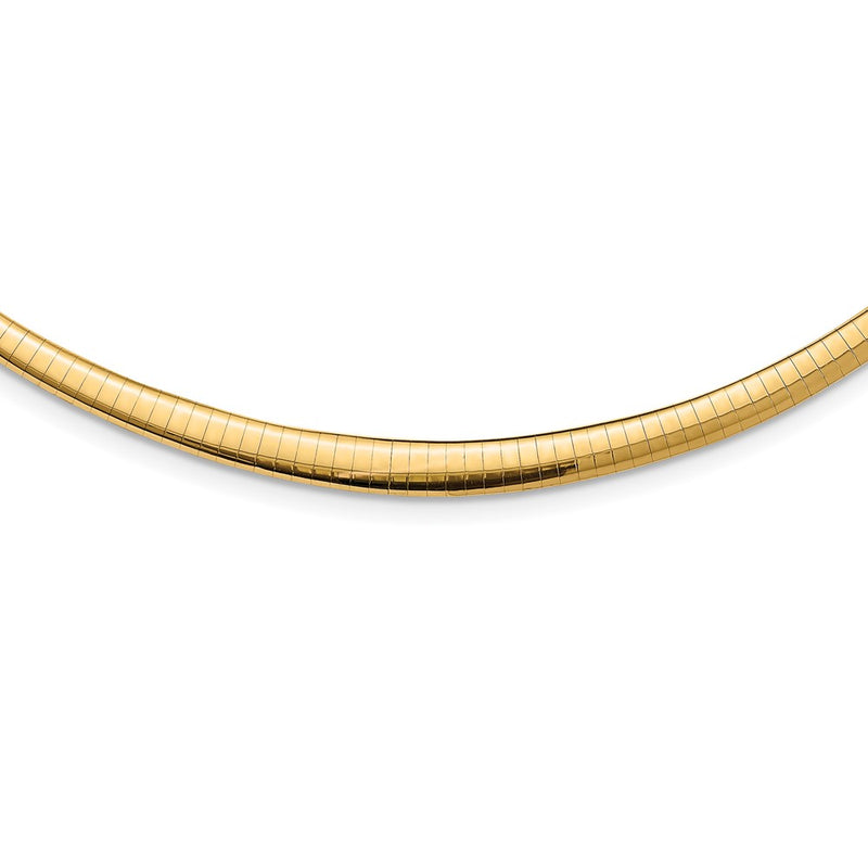 14K Yellow & Rhodium W/Rhodium 3/6mm Graduated Reversible Omega Necklace