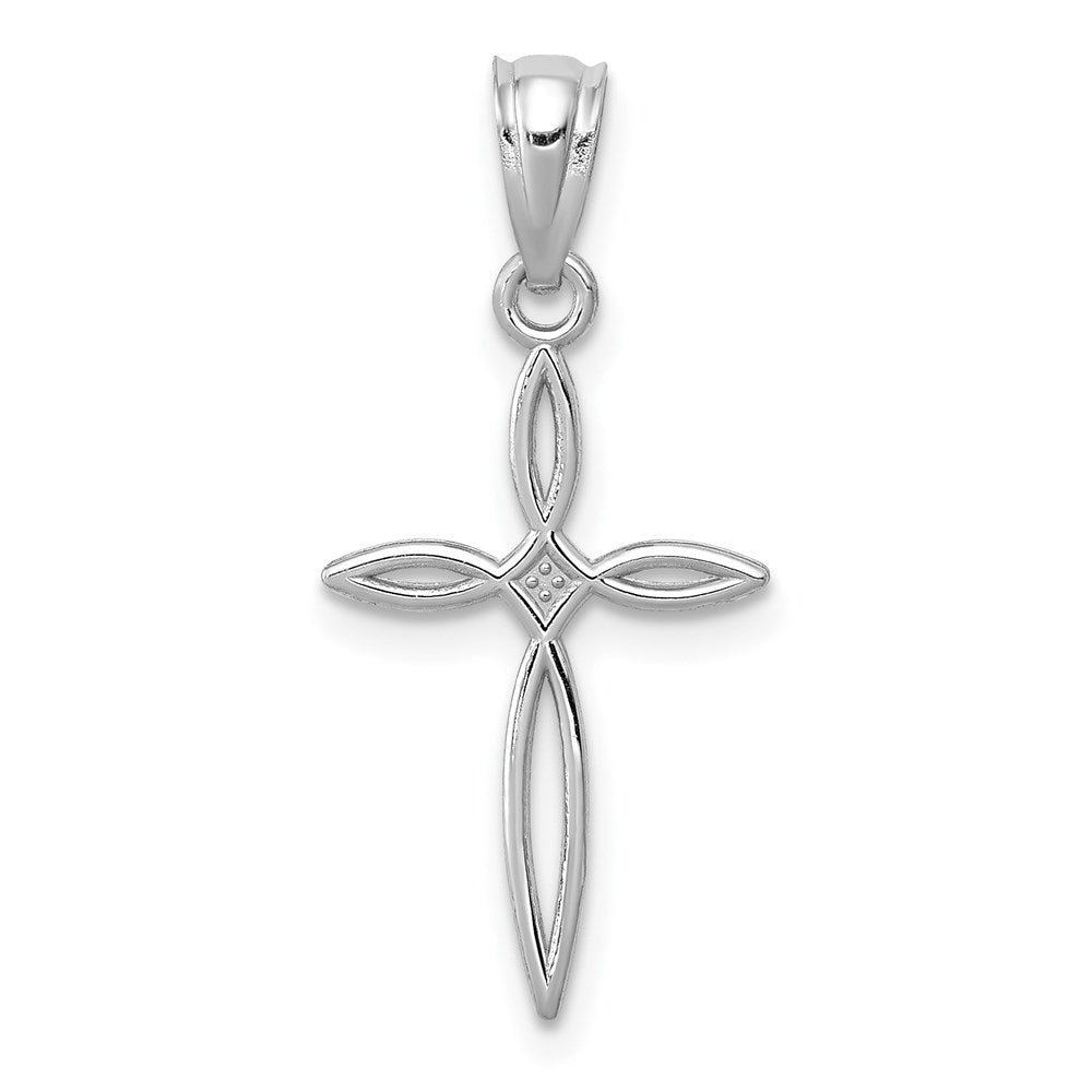 14K White Gold Passion Cross Charm