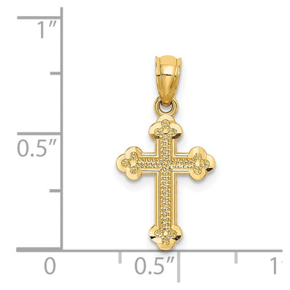 14K Yellow Gold Small Budded Cross Charm