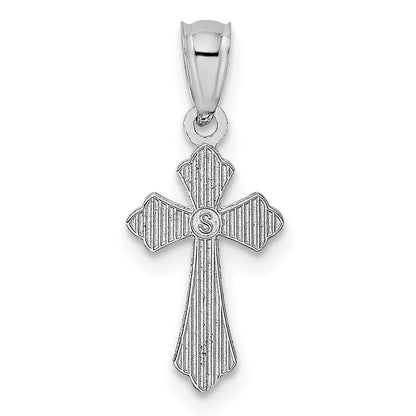 14K White Gold Budded Cross Charm