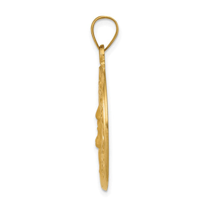 14K Yellow Gold Head Of Christ Medal Hollow Round Pendant