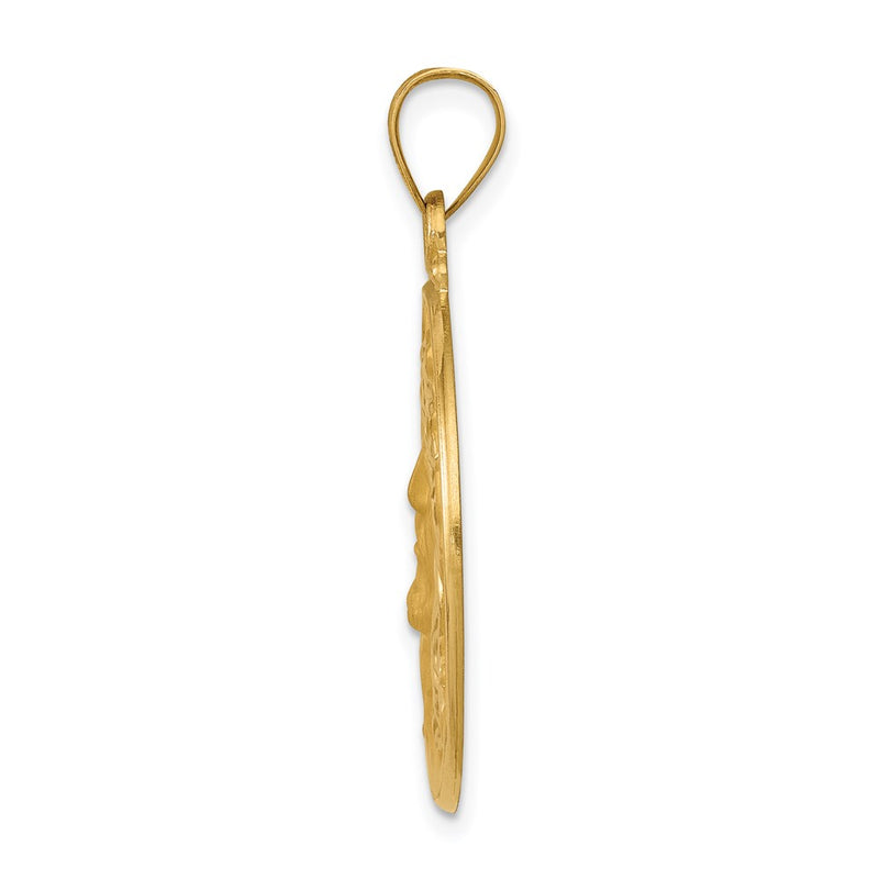 14K Yellow Gold Head Of Christ Medal Hollow Round Pendant