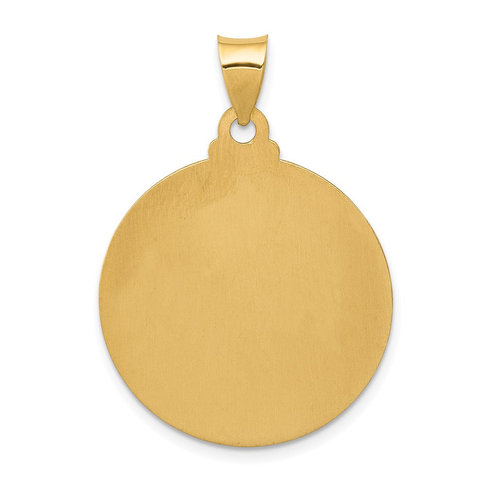 14K Yellow Gold Head Of Christ Medal Hollow Round Pendant