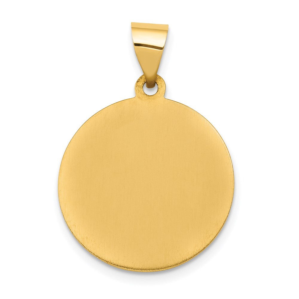 14K Yellow Gold Sacred Heart Of Jesus Medal Hollow Round Pendant