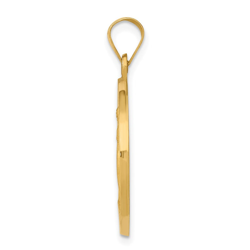 14K Yellow Gold Miraculous Medal Hollow Pendant
