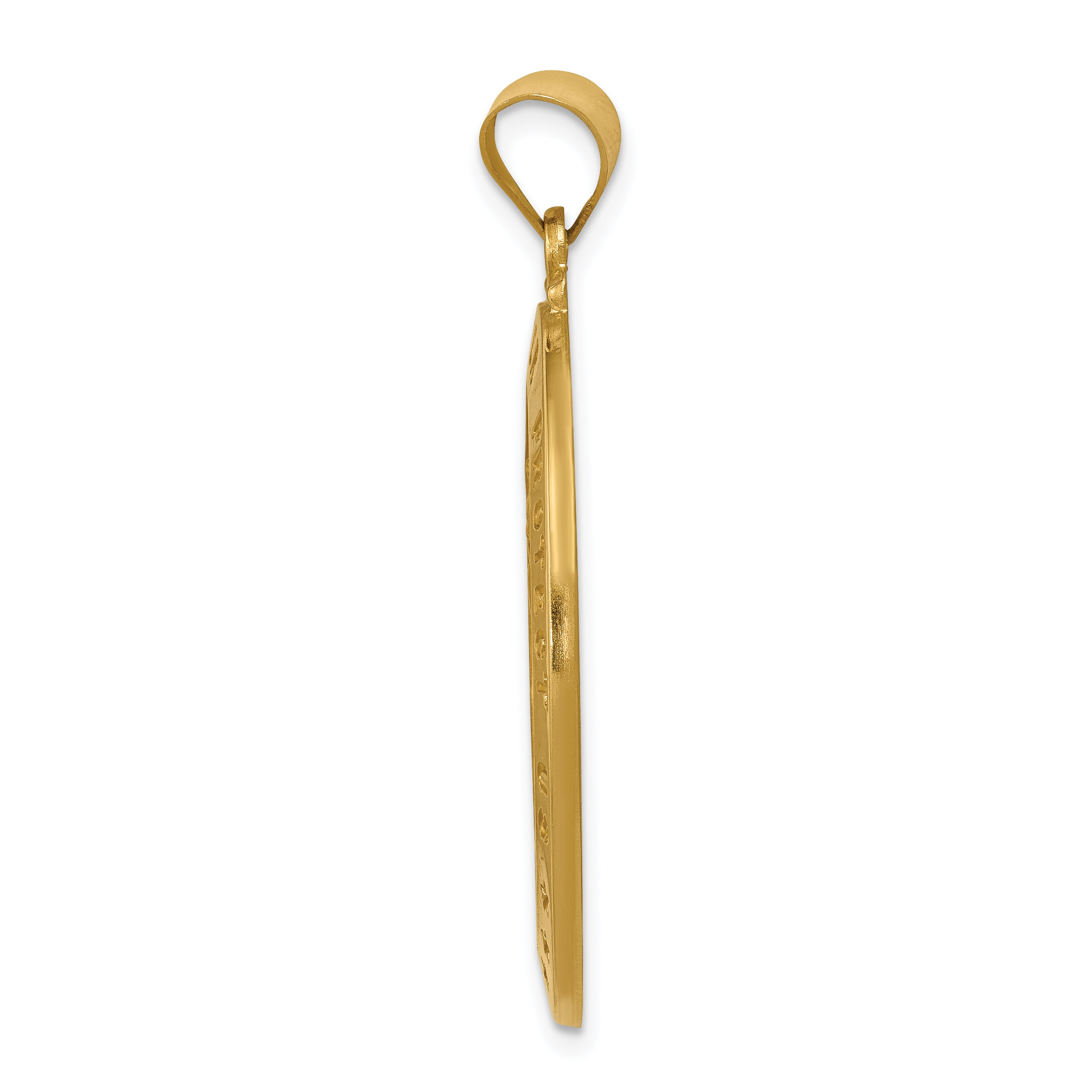 14K Yellow Gold Saint Christopher Medal Hollow Pendant