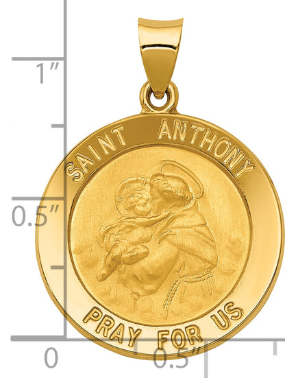 14K Yellow Gold Saint Anthony Medal Hollow Pendant