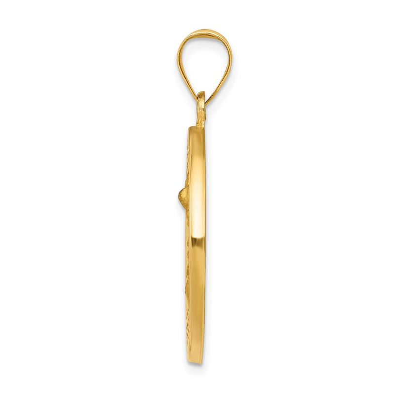 14K Yellow Gold Saint Michael Medal Hollow Pendant