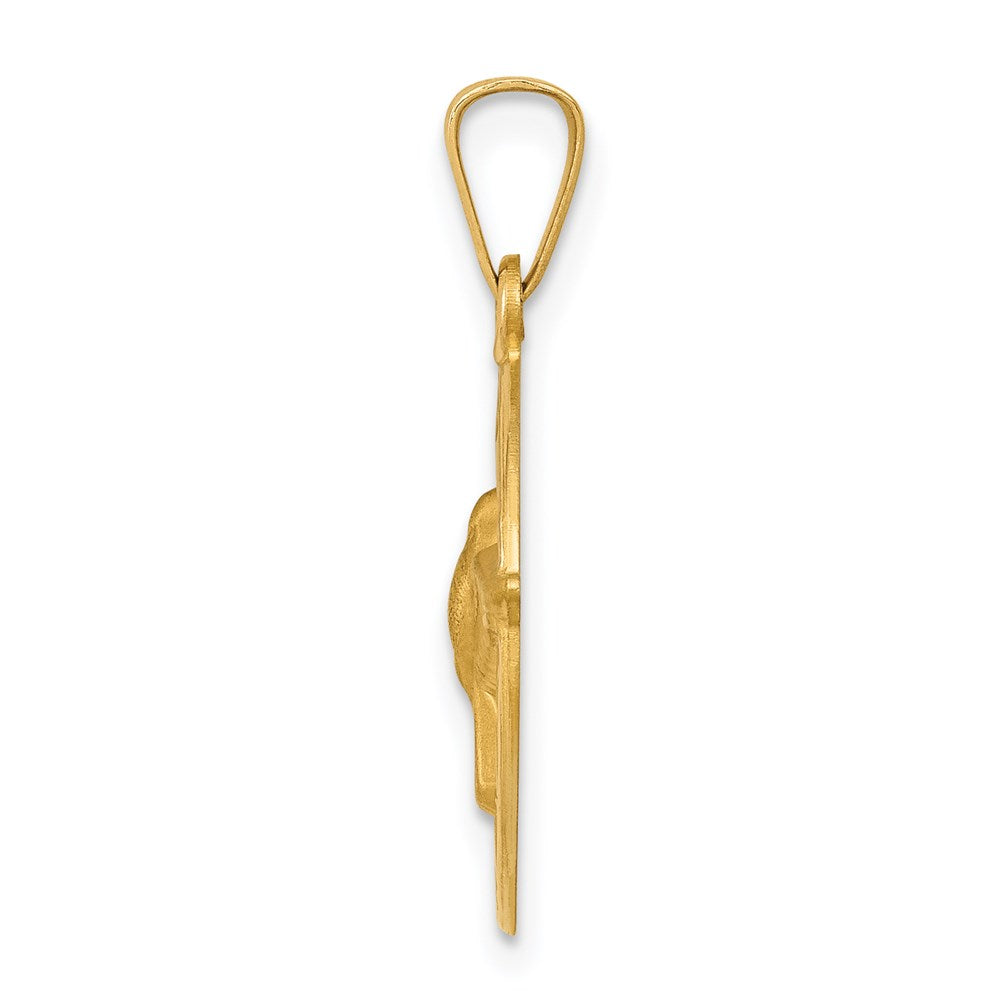 14K Yellow Gold Holy Spirit Medal Hollow Round Pendant