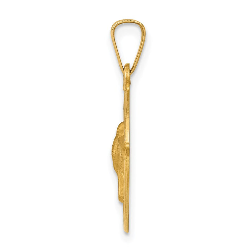 14K Yellow Gold Holy Spirit Medal Hollow Round Pendant