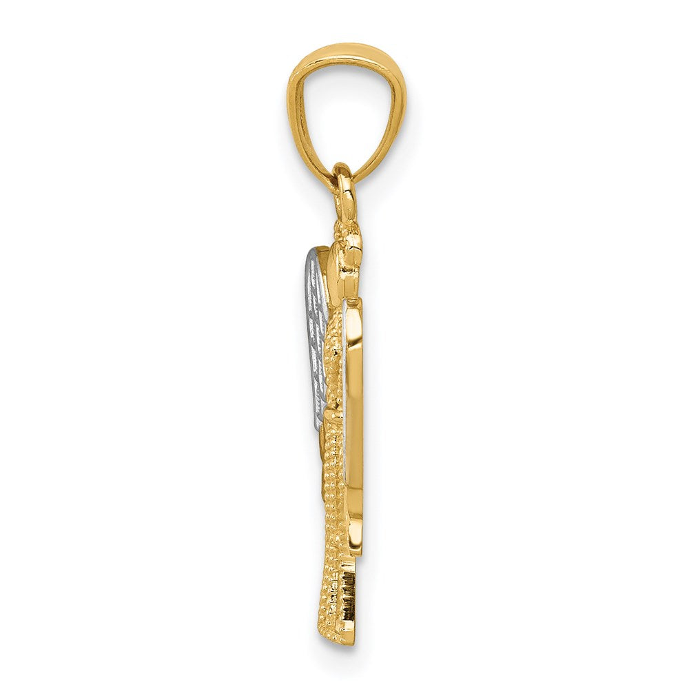 14K Yellow & Rhodium W/Rhodium Angel Pendant