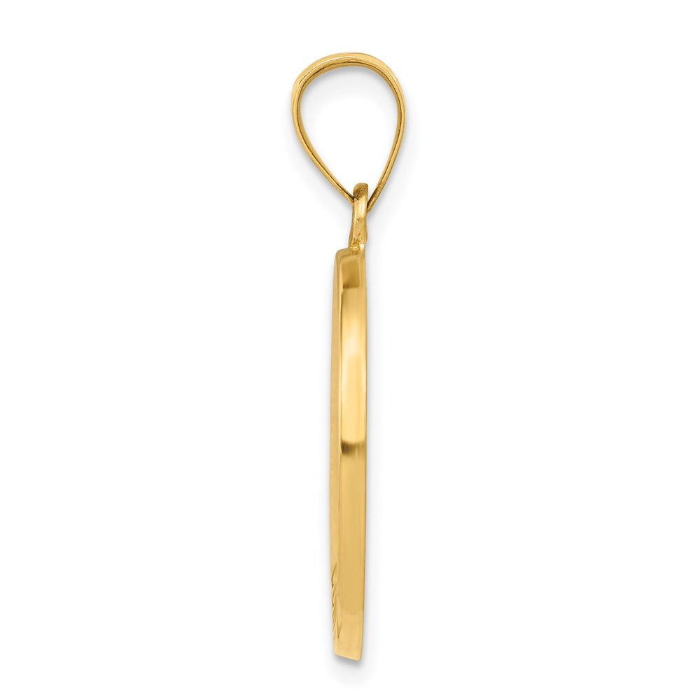 14K Yellow Gold Confirmation Medal Hollow Round Pendant