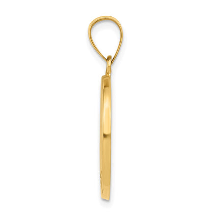 14K Yellow Gold Confirmation Medal Hollow Round Pendant
