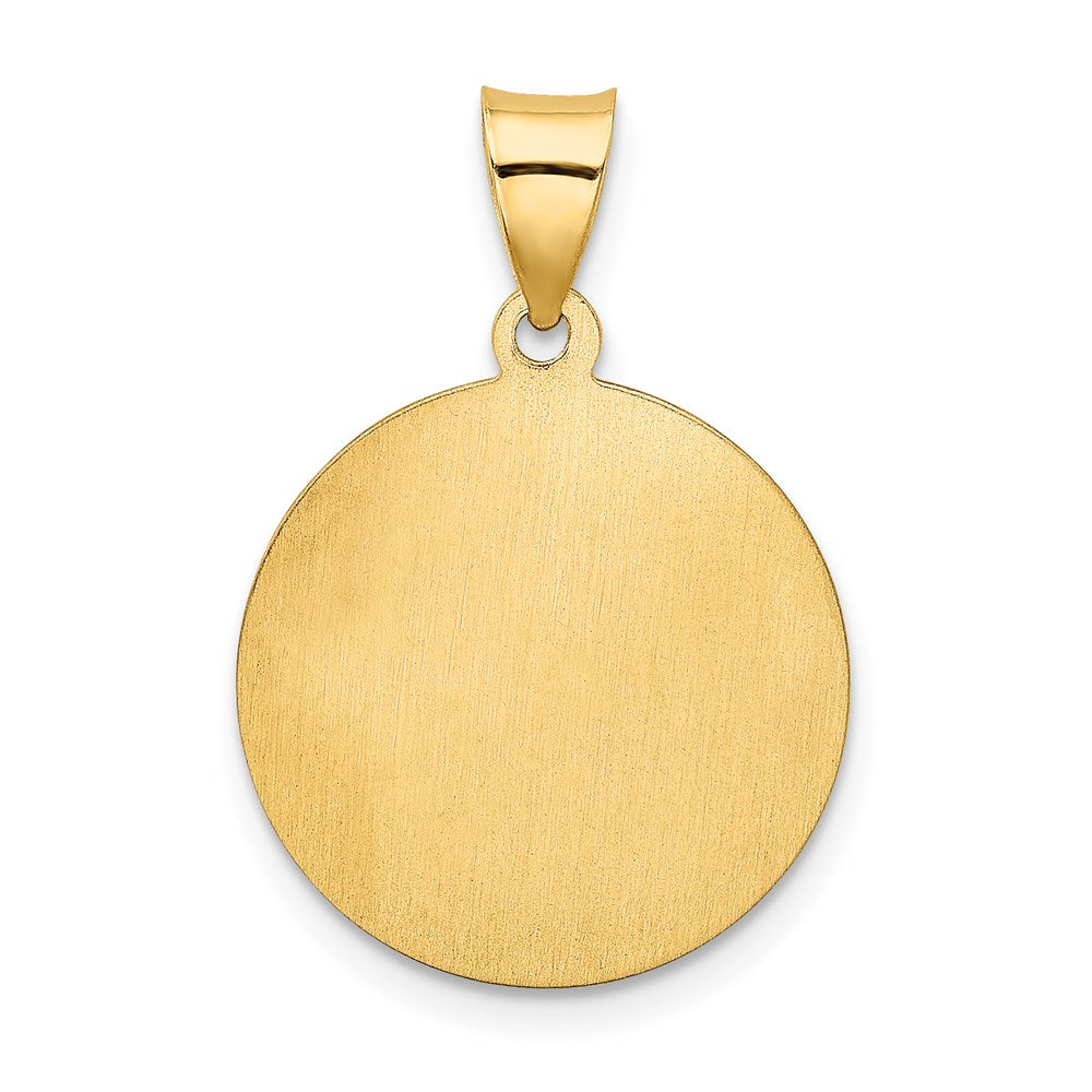 14K Yellow Gold Confirmation Medal Hollow Round Pendant