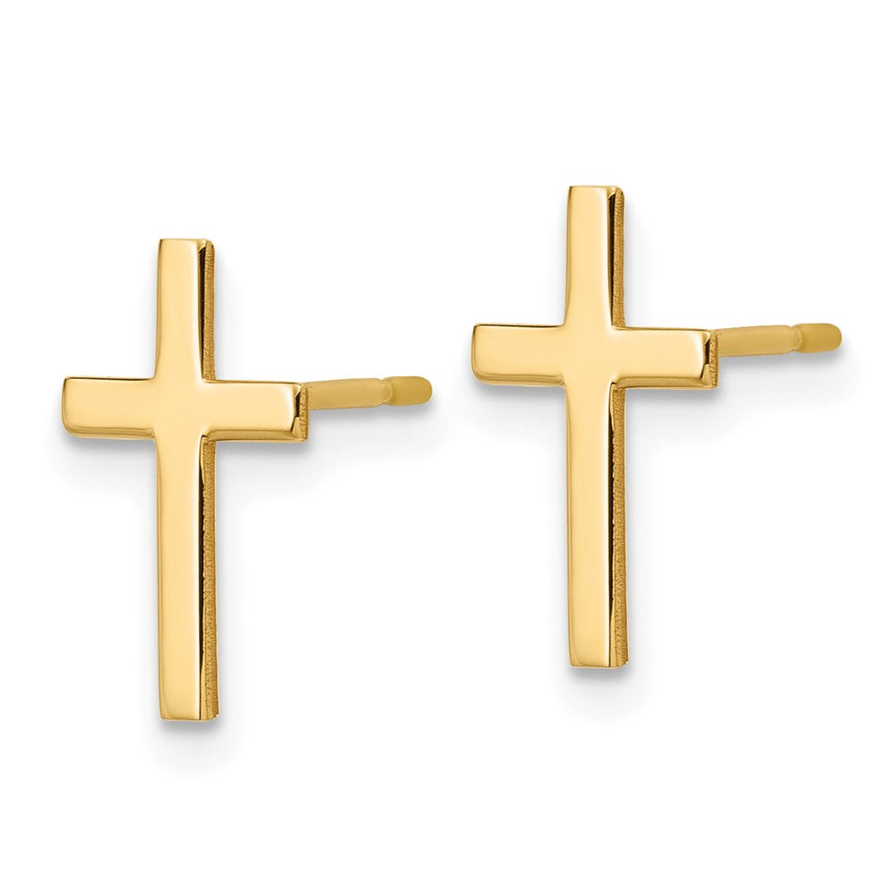 14K Yellow Gold Polished Cross Earrings