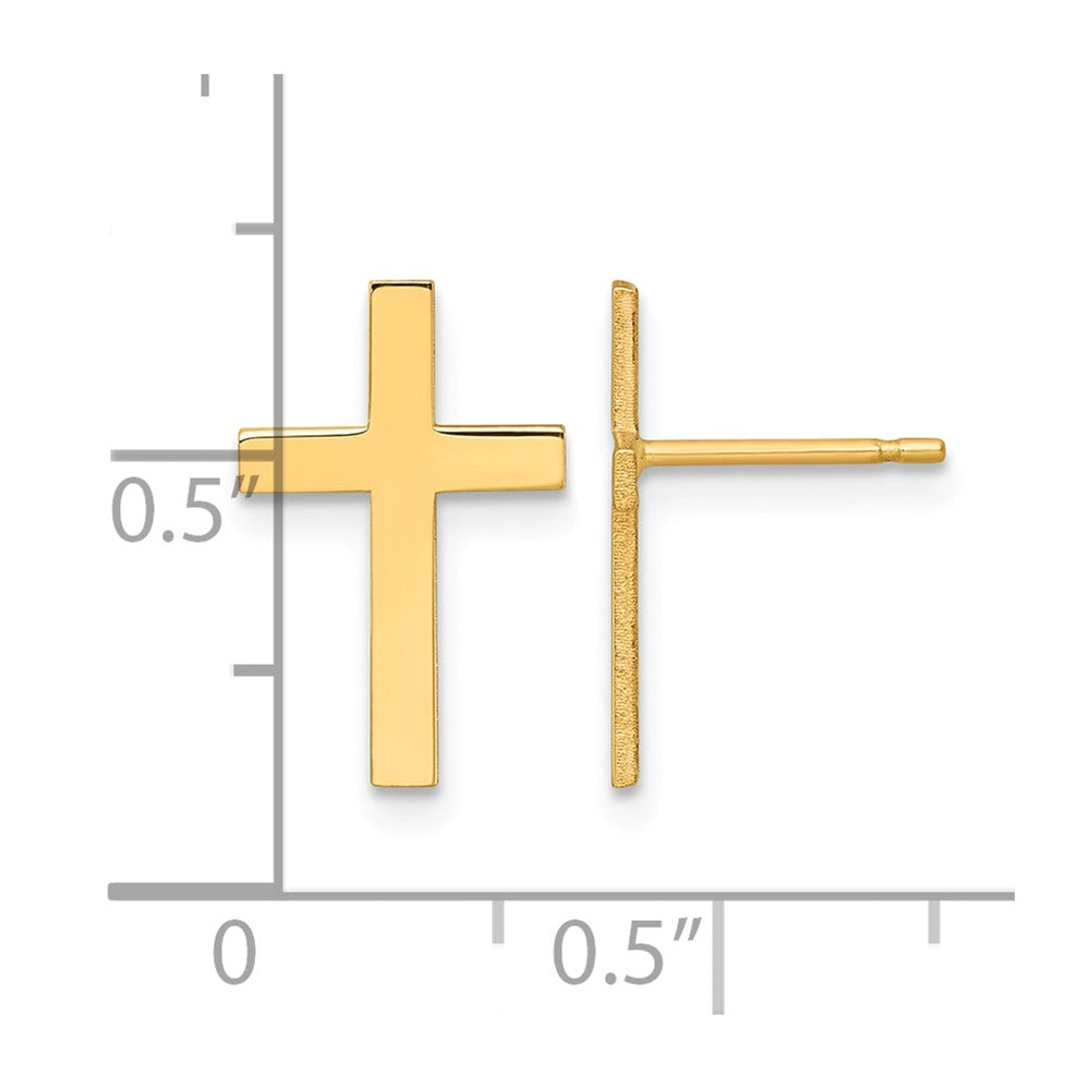 14K Yellow Gold Polished Cross Earrings