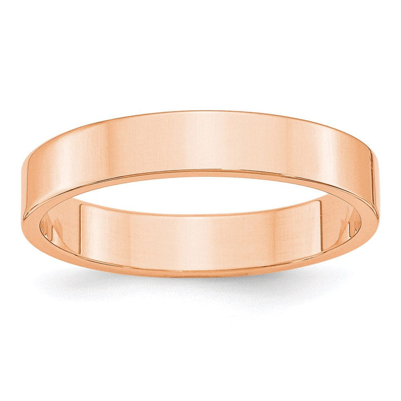 18k Rose Gold 4mm Lightweight Flat Wedding Band Ring