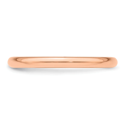 Solid 14K Yellow Gold Rose Gold 2mm Half-Round Wedding Men's/Women's Wedding Band Ring Size 4.5
