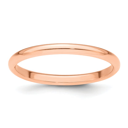 Solid 14K Yellow Gold Rose Gold 2mm Half-Round Wedding Men's/Women's Wedding Band Ring Size 4.5