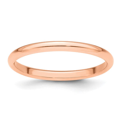 18k Rose Gold 2mm Half Round Wedding Band Ring