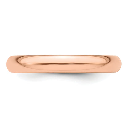 Solid 14K Yellow Gold Rose Gold 3mm Half-Round Wedding Men's/Women's Wedding Band Ring Size 5.5