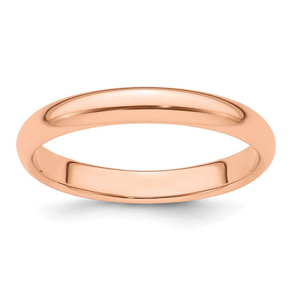 18k Rose Gold 3mm Half-Round Wedding Band Ring