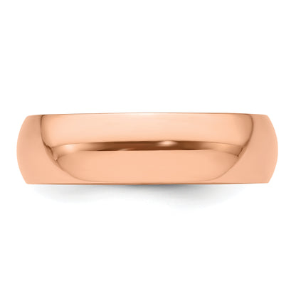 Solid 14K Yellow Gold Rose Gold 6mm Half-Round Wedding Men's/Women's Wedding Band Ring Size 10