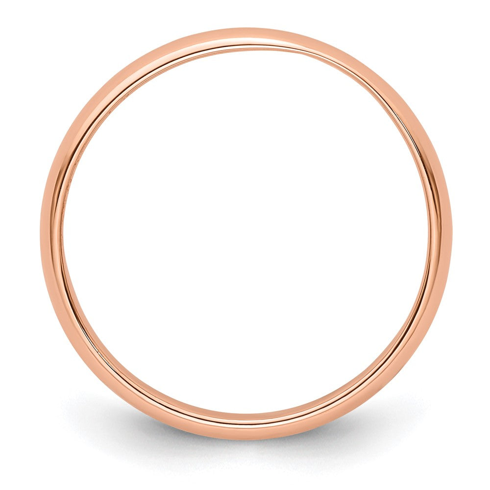 14K Rose Gold 3mm Lightweight Half Round Wedding Band Size 4.5