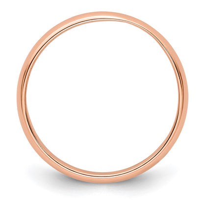 14K Rose Gold 3mm Lightweight Half Round Wedding Band Size 4.5