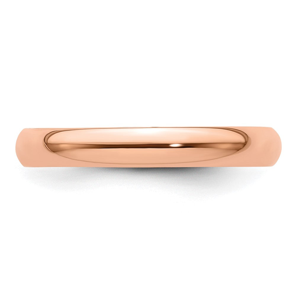 14K Rose Gold 3mm Lightweight Half Round Wedding Band Size 4.5