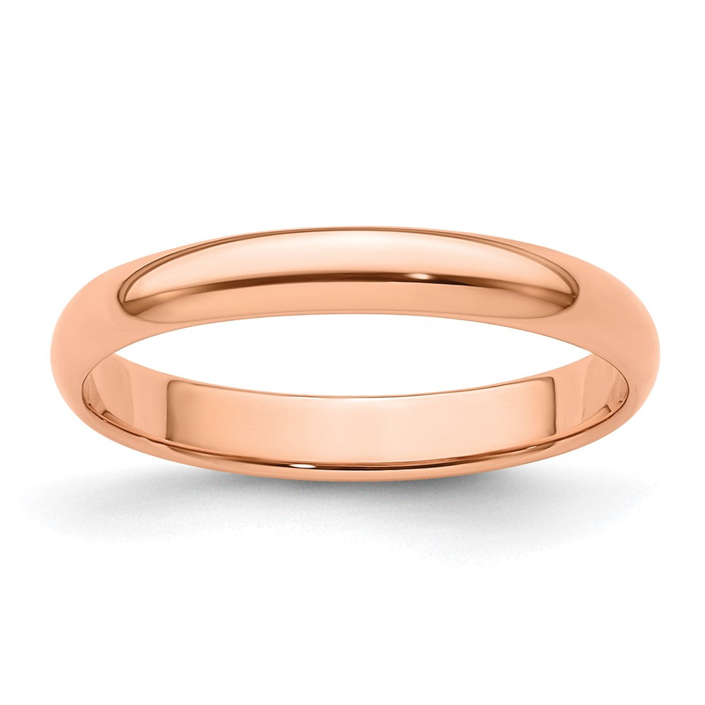 14K Rose Gold 3mm Lightweight Half Round Wedding Band Size 4.5