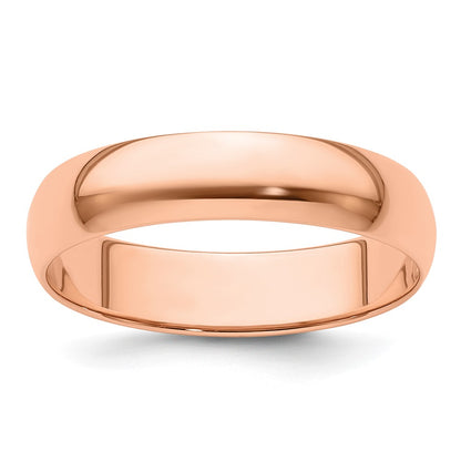 14K Rose Gold 5mm Lightweight Half Round Wedding Band