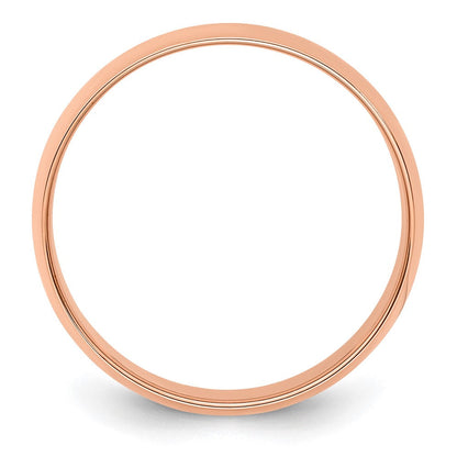 18k Rose Gold 8mm Lightweight Half Round Wedding Band Ring