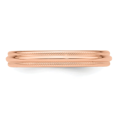 Solid 14K Yellow Gold Rose Gold 3mm Milgrain Half-Round Wedding Men's/Women's Wedding Band Ring Size 5.5