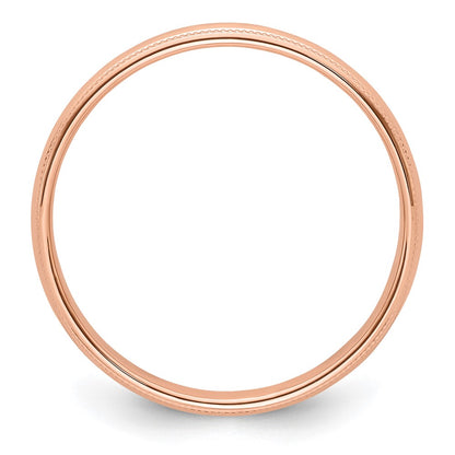 14k Rose Gold 4mm Milgrain Half-Round Wedding Band Ring