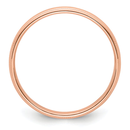 Solid 14K Yellow Gold Rose Gold 4mm Milgrain Half Round Men's/Women's Wedding Band Ring Size 14