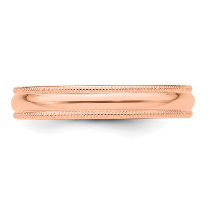 Solid 14K Yellow Gold Rose Gold 4mm Milgrain Half Round Men's/Women's Wedding Band Ring Size 14