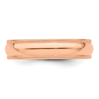 Solid 14K Yellow Gold Rose Gold 5mm Milgrain Half-Round Wedding Men's/Women's Wedding Band Ring Size 10.5