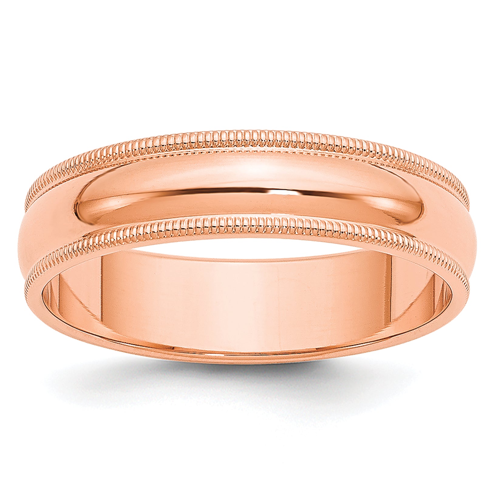 Solid 14K Yellow Gold Rose Gold 5mm Milgrain Half-Round Wedding Men's/Women's Wedding Band Ring Size 8.5
