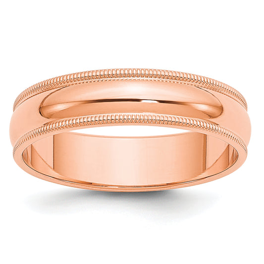 Solid 14K Yellow Gold Rose Gold 5mm Milgrain Half-Round Wedding Men's/Women's Wedding Band Ring Size 11