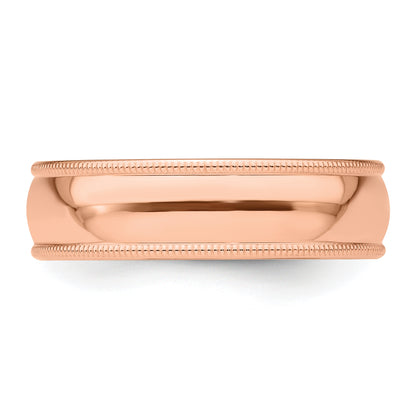 Solid 14K Yellow Gold Rose Gold 6mm Milgrain Half-Round Wedding Men's/Women's Wedding Band Ring Size 10